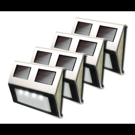 MAXSA INNOVATIONS Metal Solar Deck Light - Stainless Steel, PK 4 47334-SS